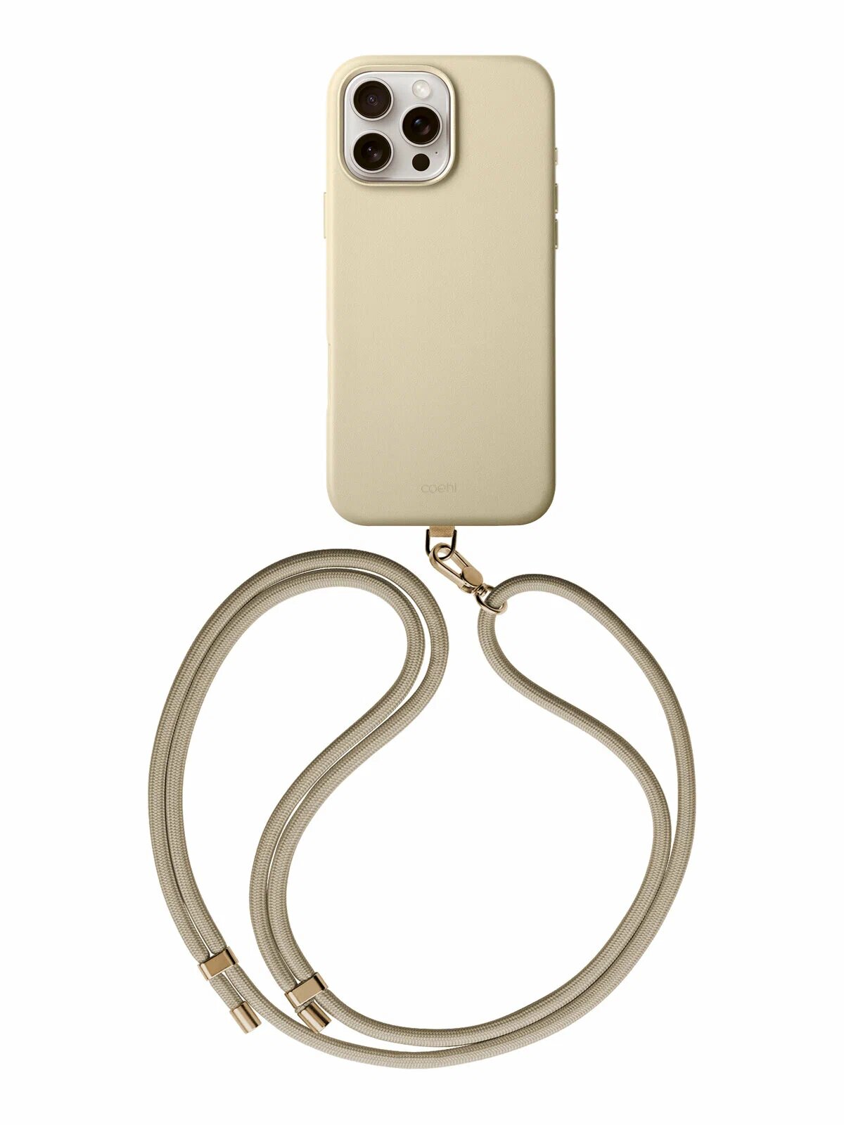 Uniq для iPhone 16 Pro 6.3" чехол COEHL MUSE Magsafe Leatherette with Strap цвет кремовый (CREAM) — фото 1