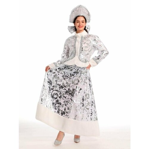фото Костюм снегурочки с юбкой в пол и кокошником новогодний trend