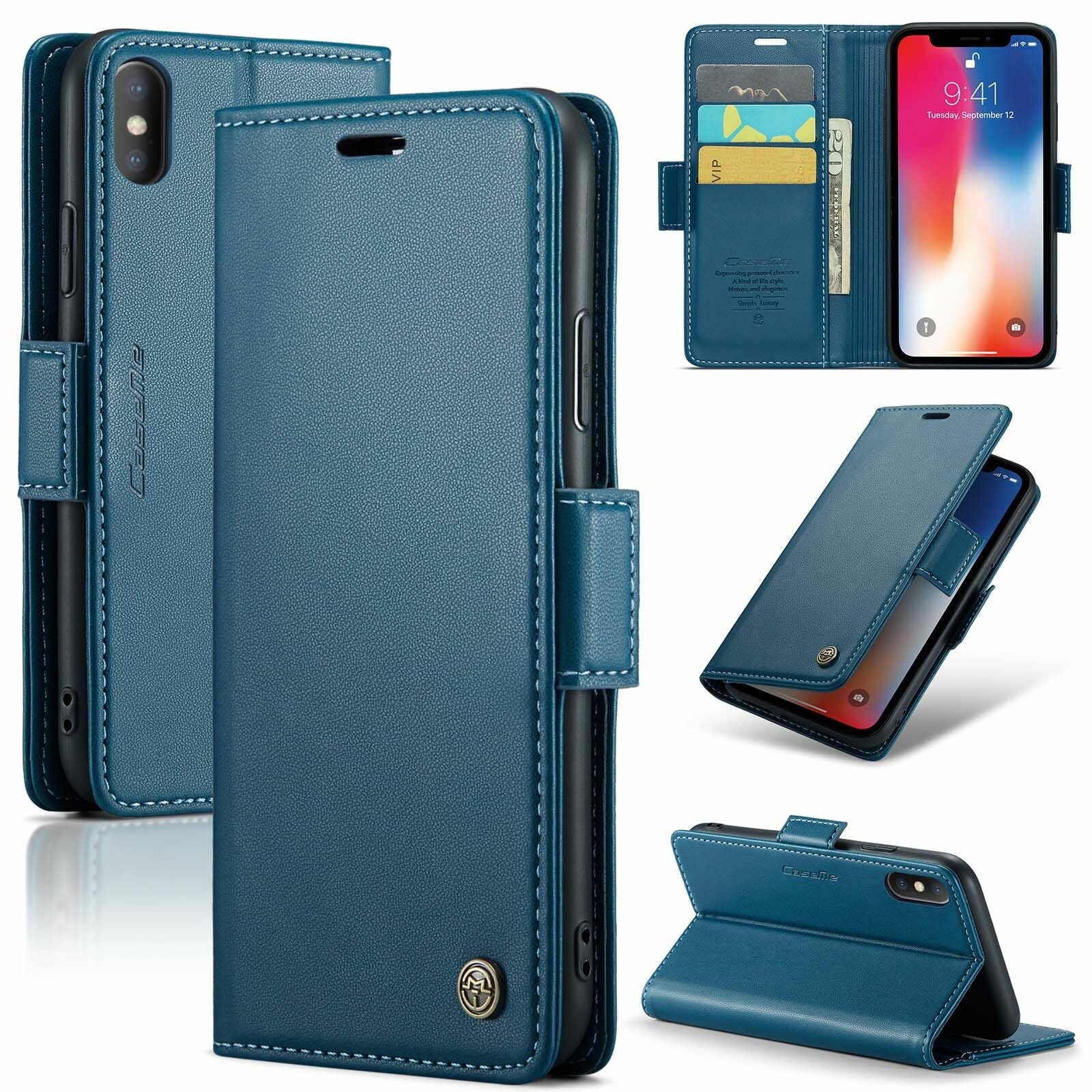 Подходит для Apple iPhone XS Max (Айфон Хс Макс) кронштейн ретро - PU магнитное затвор сейсмостойкий кожаный чехол