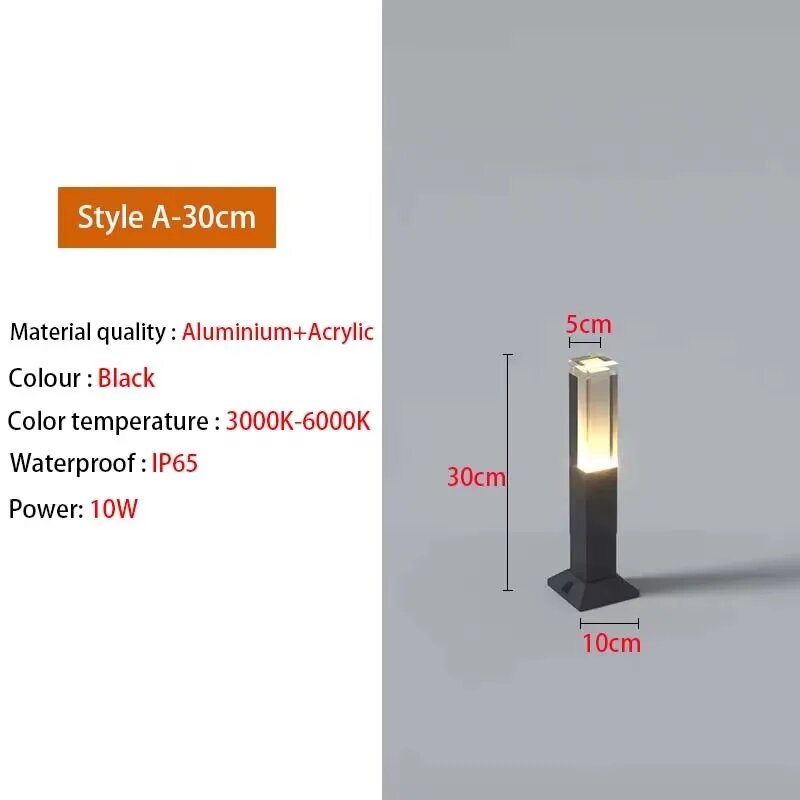 Водонепроницаемый газонный светильник ZOUVIGE LP65 warm light Style A-30cm