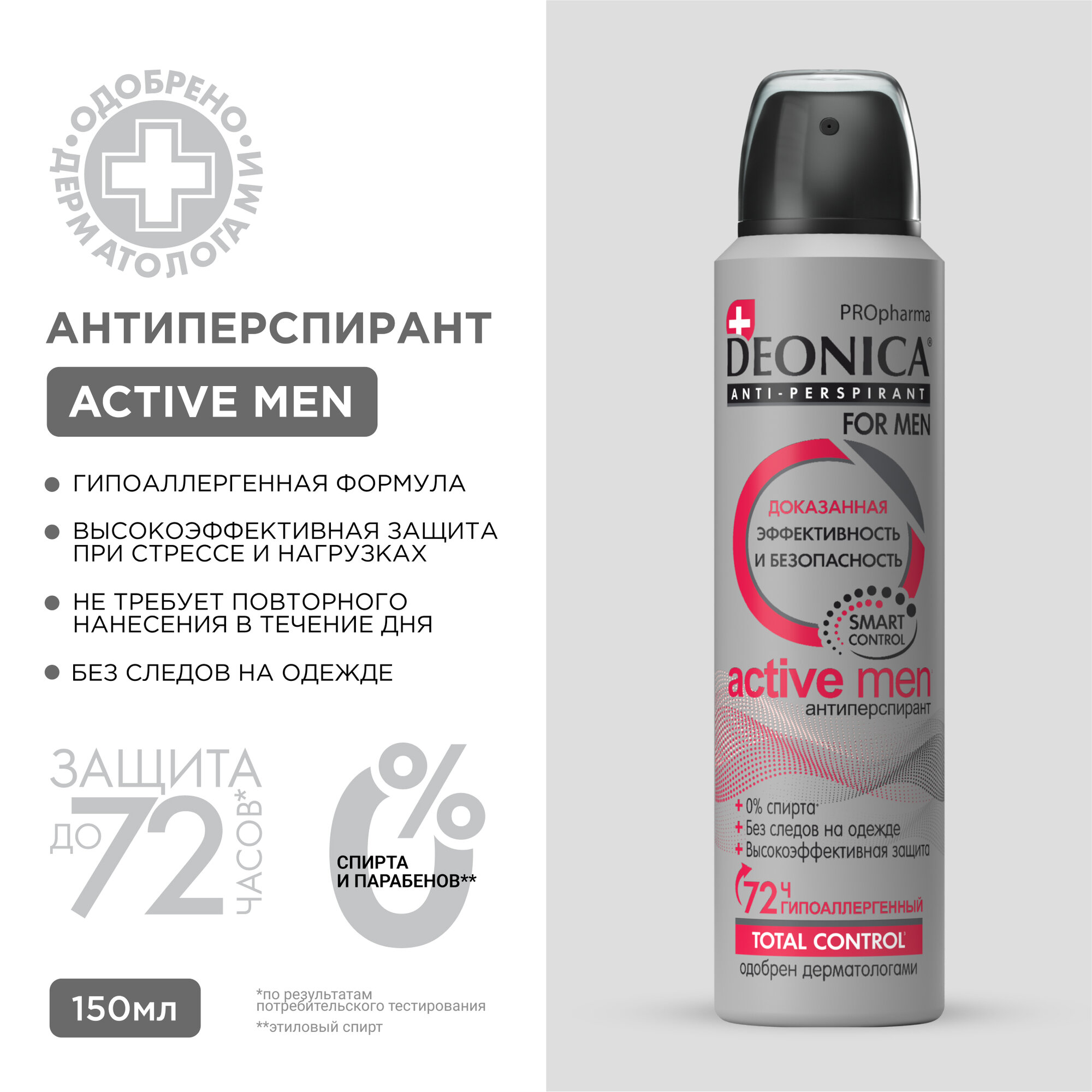 Дезодорант антиперспирант мужской спрей Deonica PROpharma Active Men 150 мл