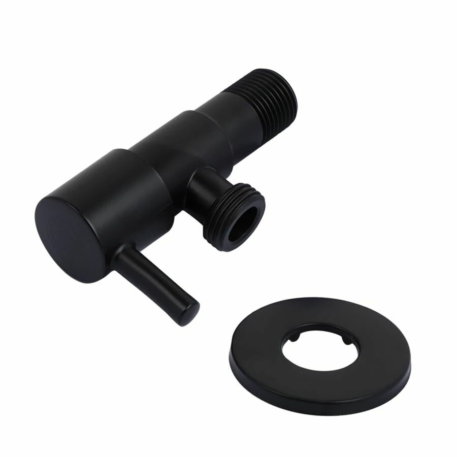Угловой кран с отражателем черный матовый 1/2"х3/4" TIM BL5826S. BK