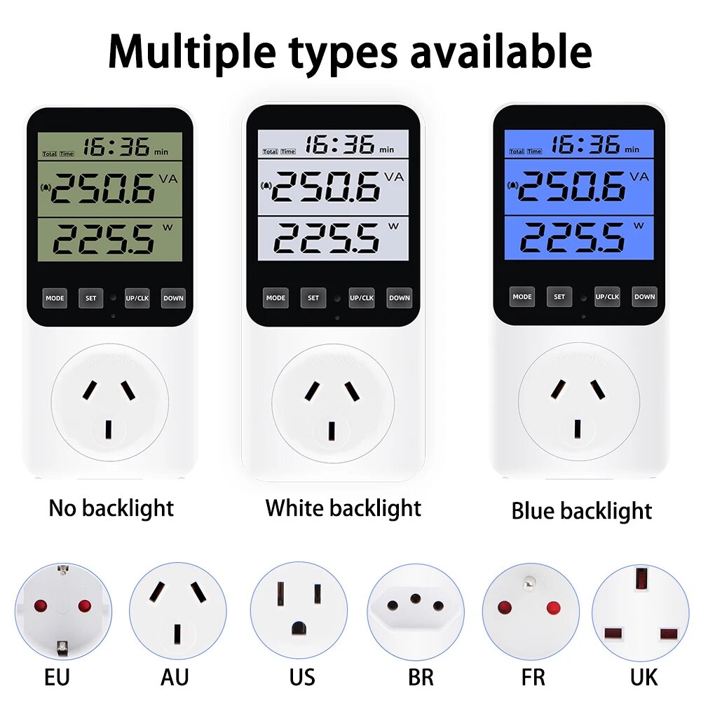 Изображение Цифровой ваттметр JUANJUAN 230В, White backlight, EU Plug