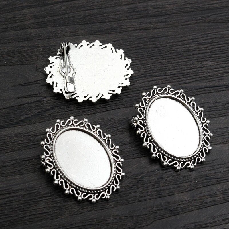 Набор фурнитуры для бижутерии Wadsfred 10 шт. посеребрённые броши кабошоны C4-44