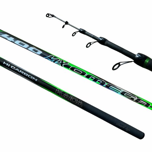 Удилище KAIDA Omega 400 см, 4 секций Carbon / удилище телескопическое/ удочка для рыбалки / удочка на поплавок