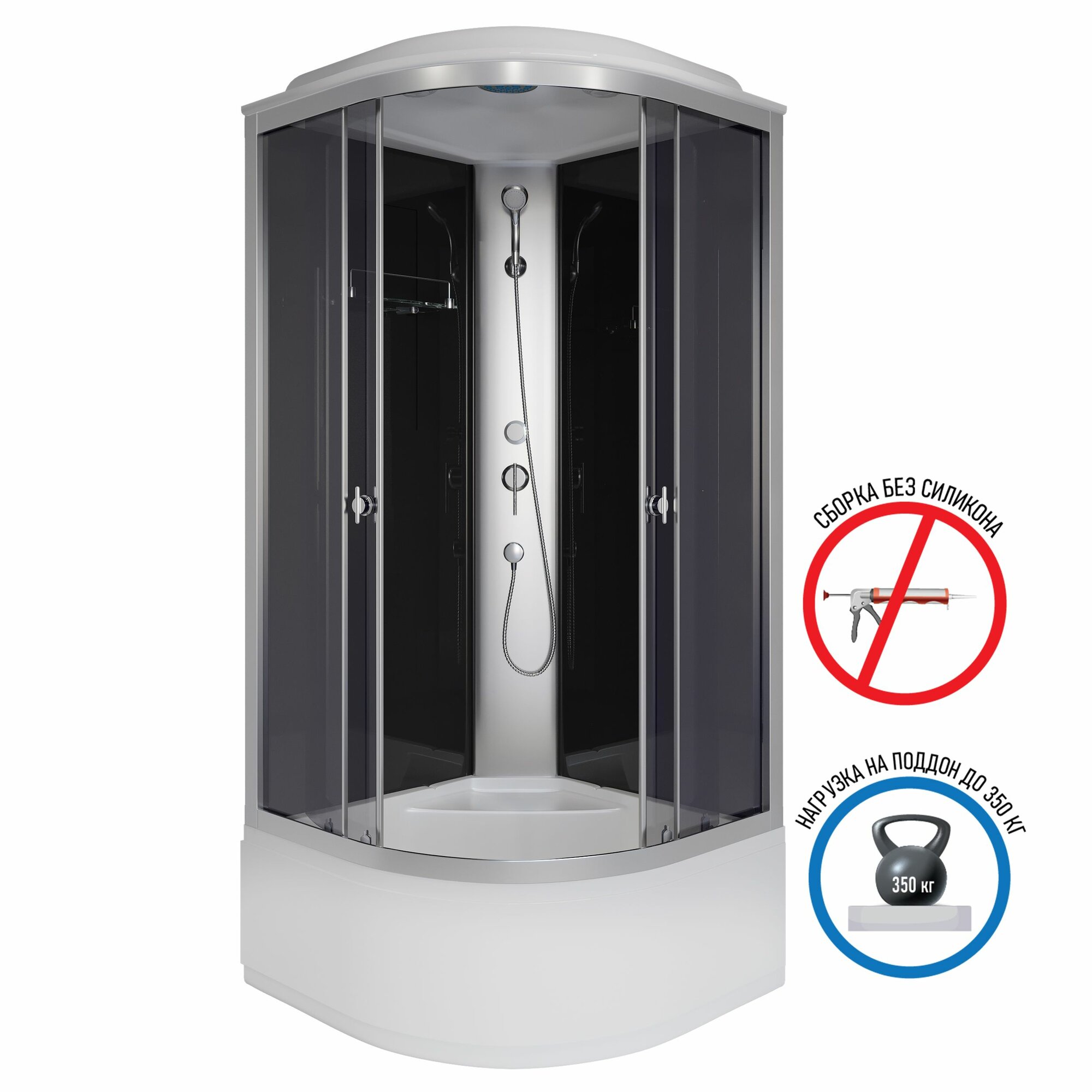 Душевая кабина Niagara Eco E80/40/TN (80х80х215) высокий поддон(40см) стекло тонированное4 места