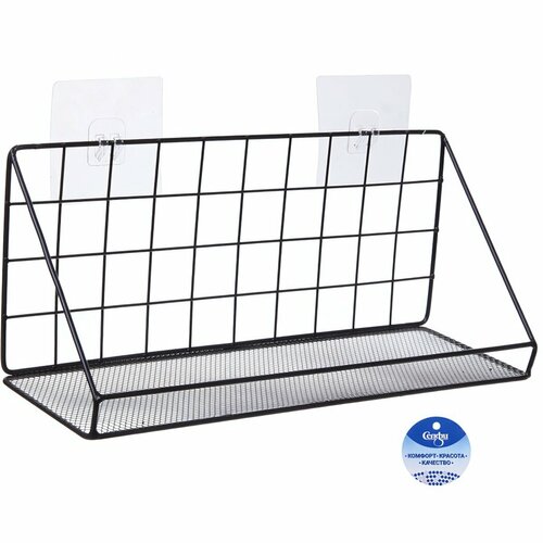 Полка металлическая универсальная «фарго», цвет черный, 35*12*15см (лейбл)