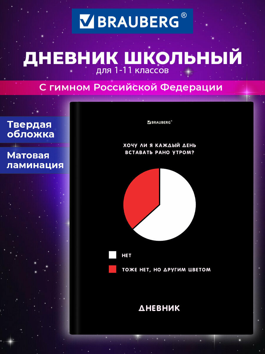 Дневник школьный для девочек мальчика 1-11 класс канцелярия в школу 40 листов твердая обложка матовая ламинация Brauberg Снова в школу 107202