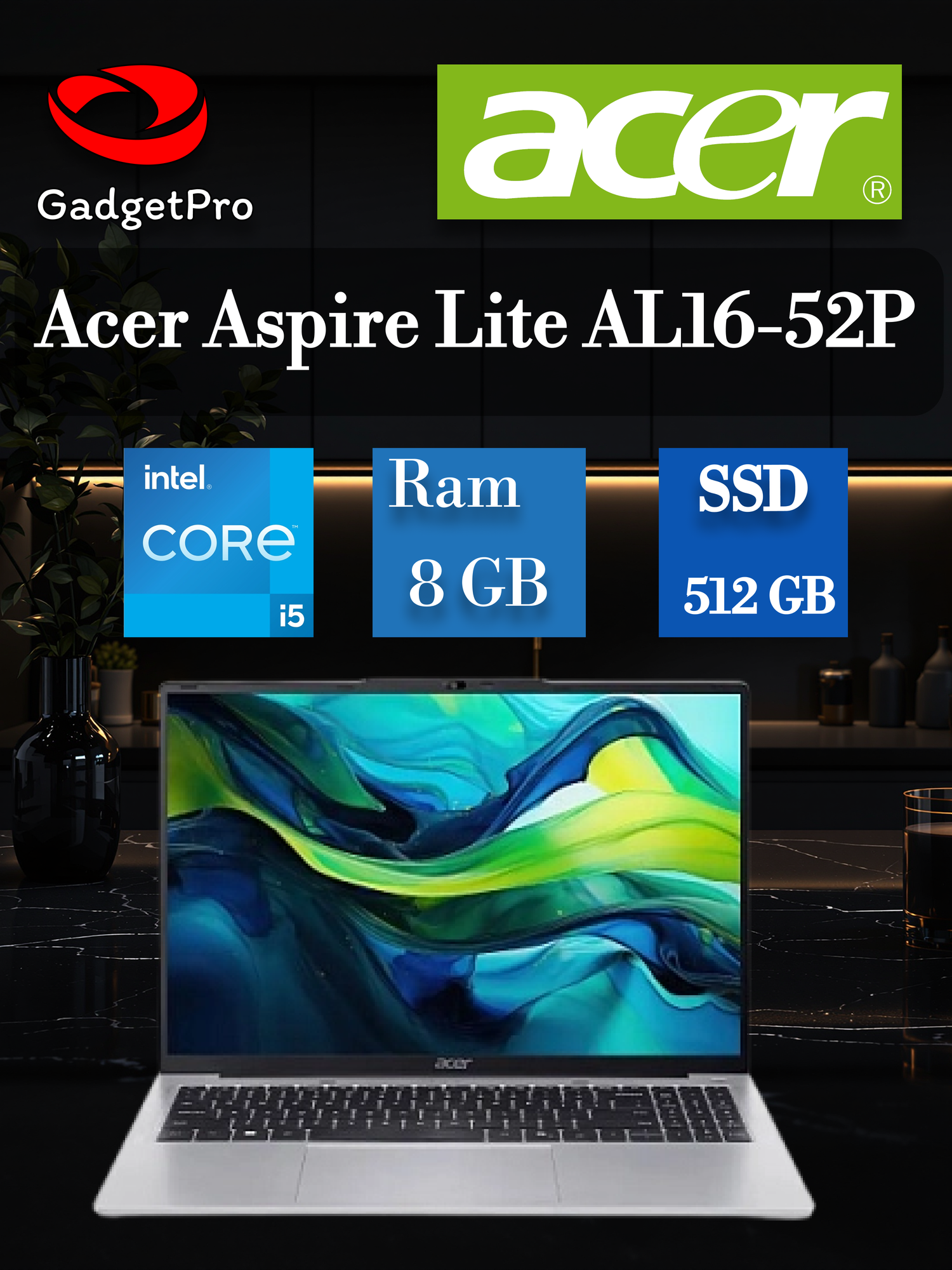 Ноутбук Acer Aspire Lite AL16-52P 16" WUXGA IPS, Core i5-1334U, 8ГБ, 512ГБ SSD, Intel UHD Graphics, без ОС, серебристый