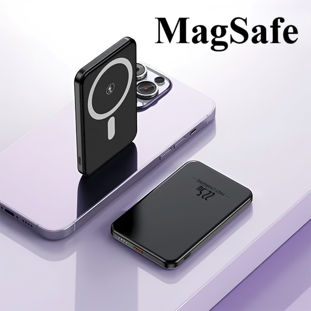 Повербанк для айфона, 10000 mAh, MagSafe, беспроводная зарядка, быстрая зарядка 22.5W, black