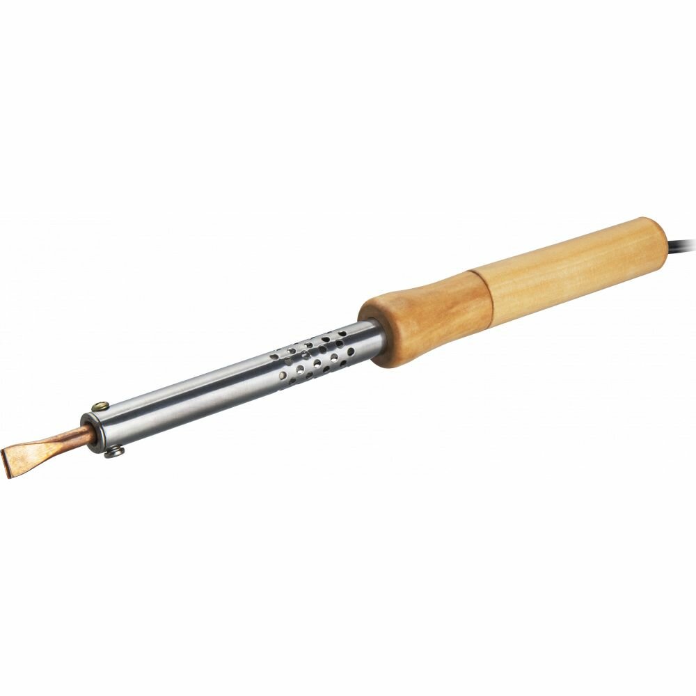 Паяльник 60 ВТ с деревянной ручкой жало прямой клин онлайт OSE-Pes06-60W-CP