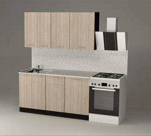 Изображение товара Кухонный гарнитур Герда Светлана нормал 1500 мм, каркас ЛДСП, фасад ДВП; ПВХ, Венге/Ясень шимо светлый