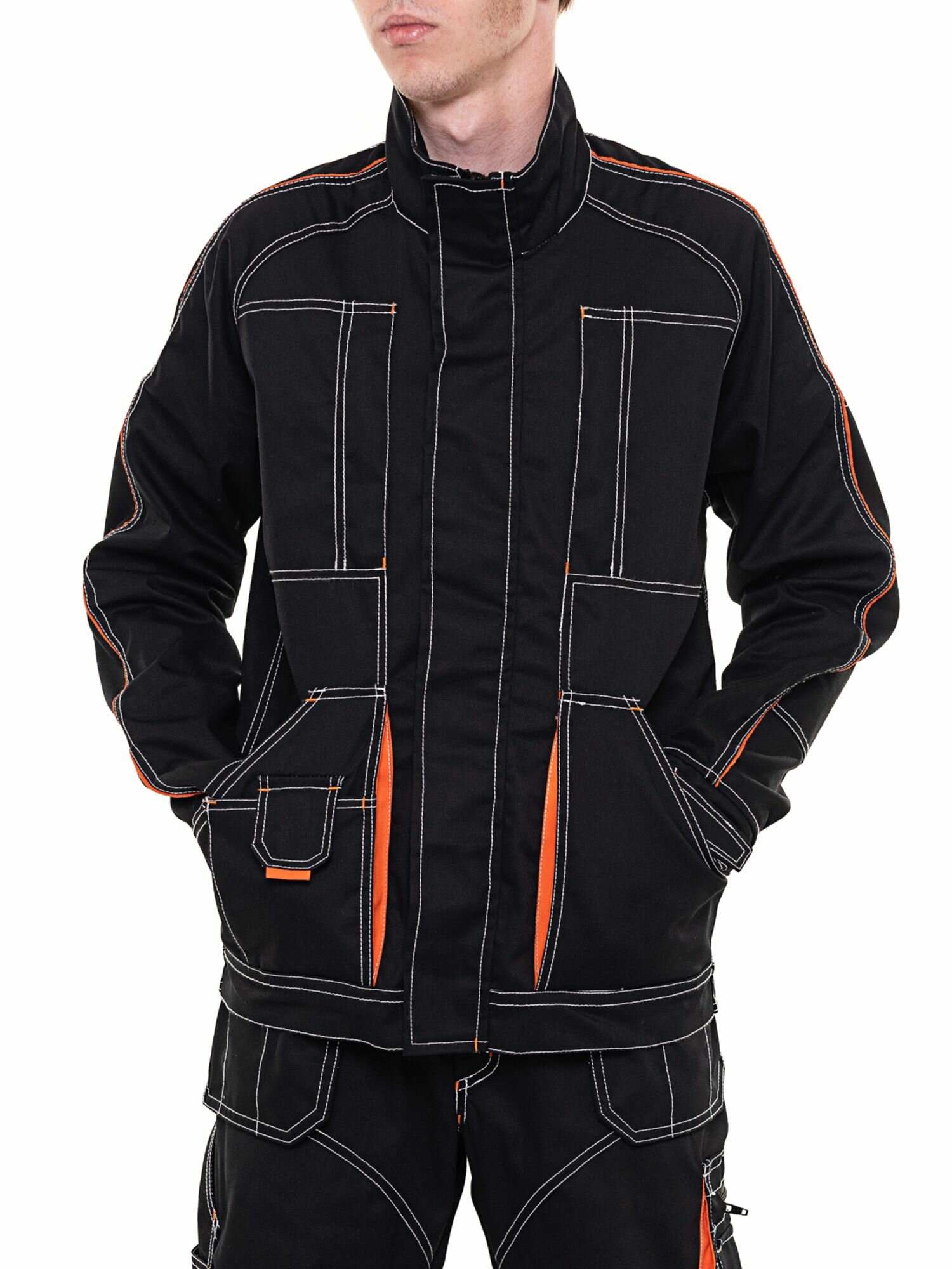 Куртка рабочая Мастер мужская черная Б размер 64-66 рост 182-188 летняя много карманов плотная ткань