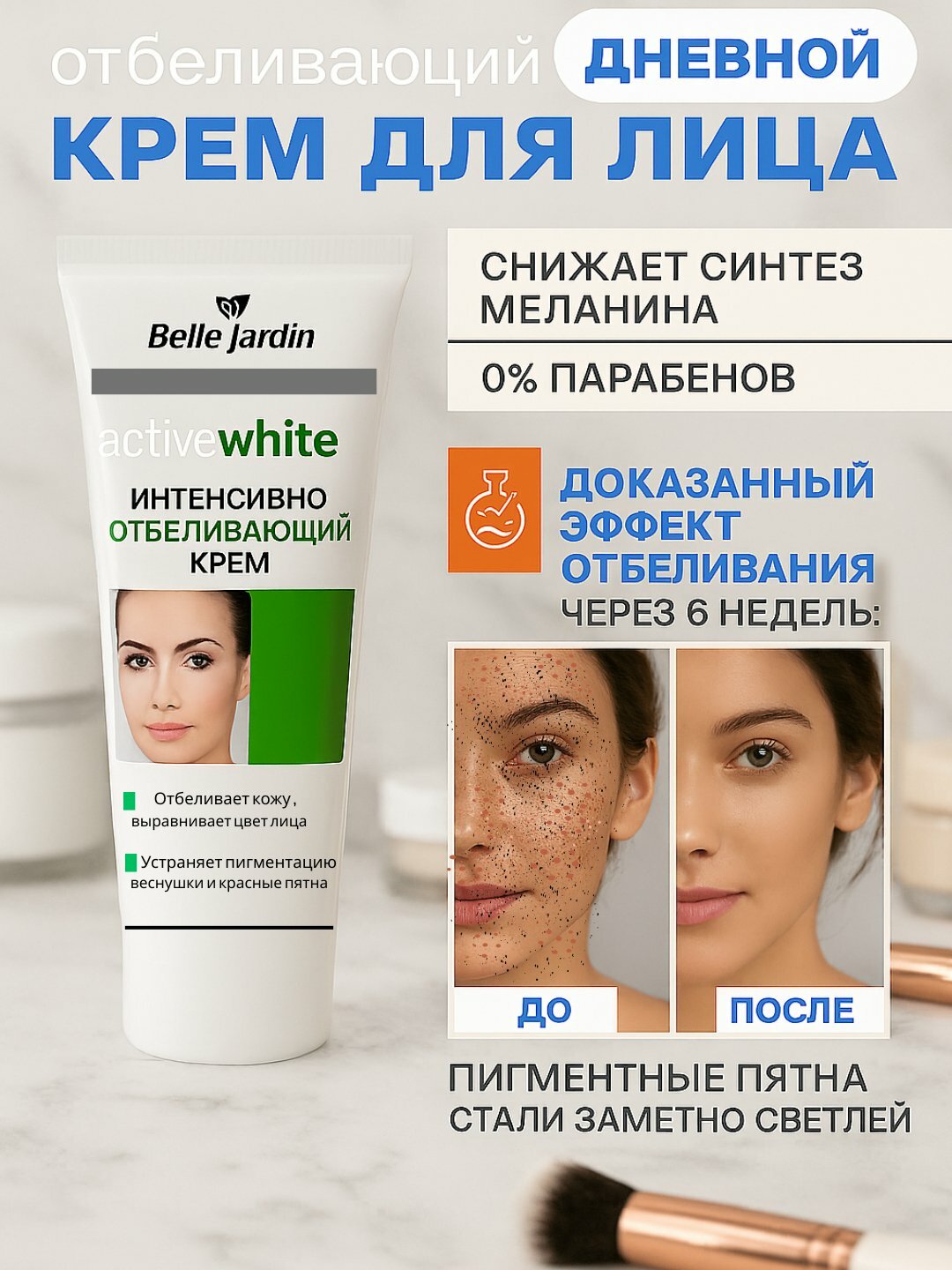 Крем отбеливающий для лица и тела от веснушек, черных точек, 60 г