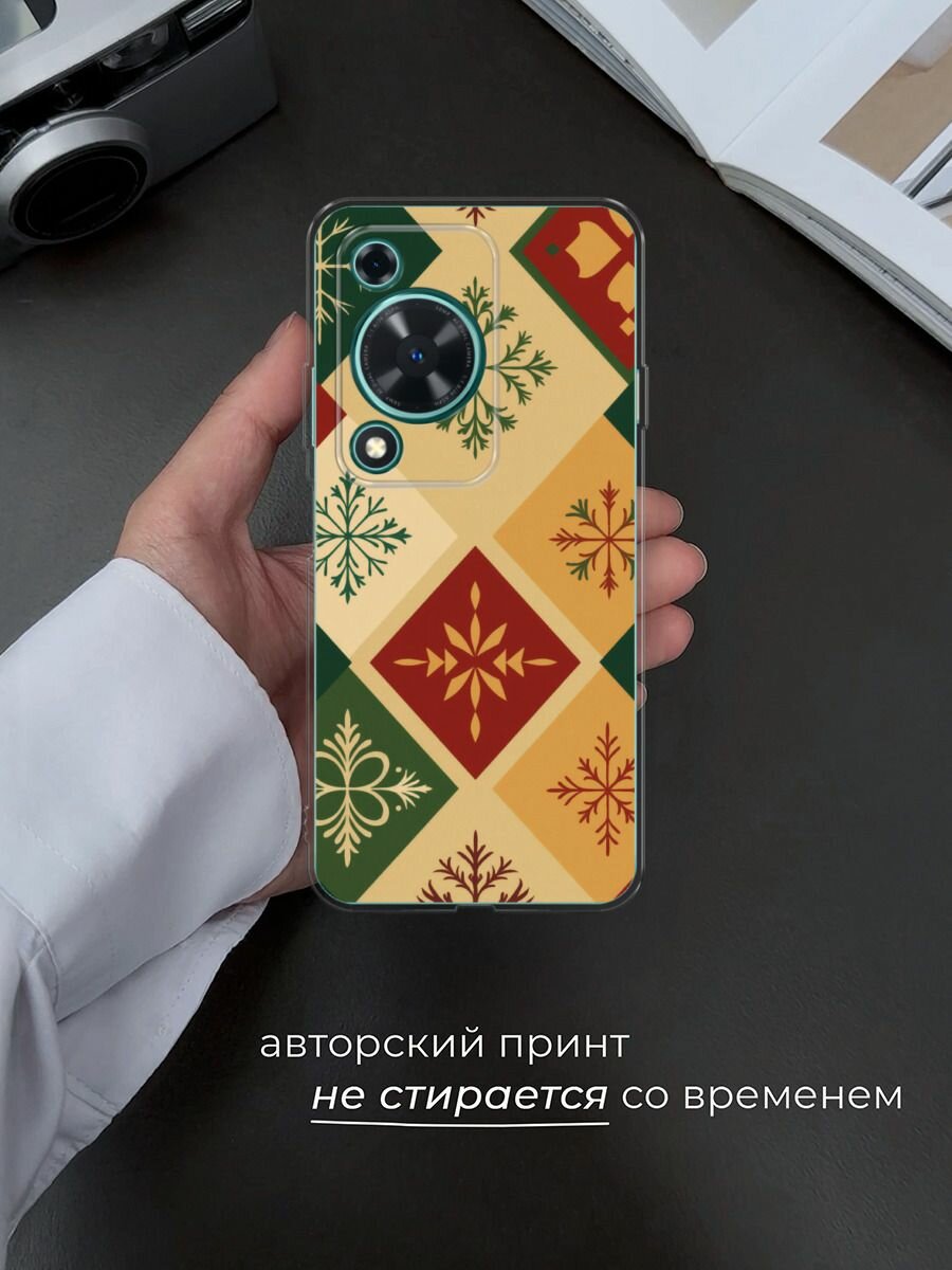 Чехол на Huawei Nova Y72/Y72s / Хуавей Нова Y72/Y72s с принтом "Зимний орнамент" — фото 1