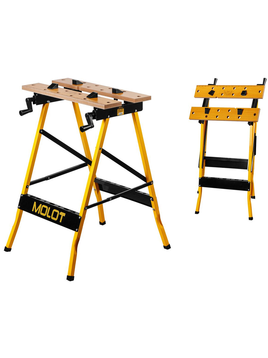 Верстак складной столярный MOLOT MWB 5678 нагрузка до 100 кг столешница - МДФ. (2334009)