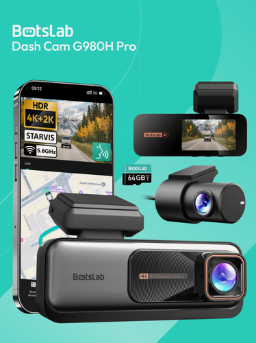 Изображение товара Видеорегистратор для автомобиля Botslab G980H Pro, 2 камеры, 4K+2K UHD, Wi-Fi, ночная съёмка, HDR
