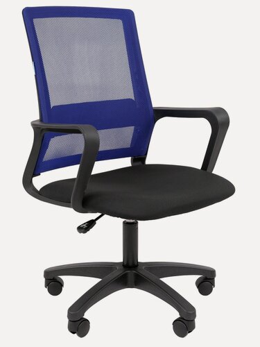 Изображение товара Офисное кресло CHAIRMAN 606 LT ткань/сетка, черный/синий с подлокотниками и регулировкой по высоте для оператора
