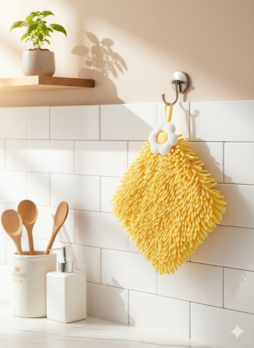 Кухонное полотенце из микрофибры 1 ш. т Отлично впитывает влагу и быстро сохнет. С петелькой — удобно вешать. Характеристики: Цвет: желтый Материал: микрофибра