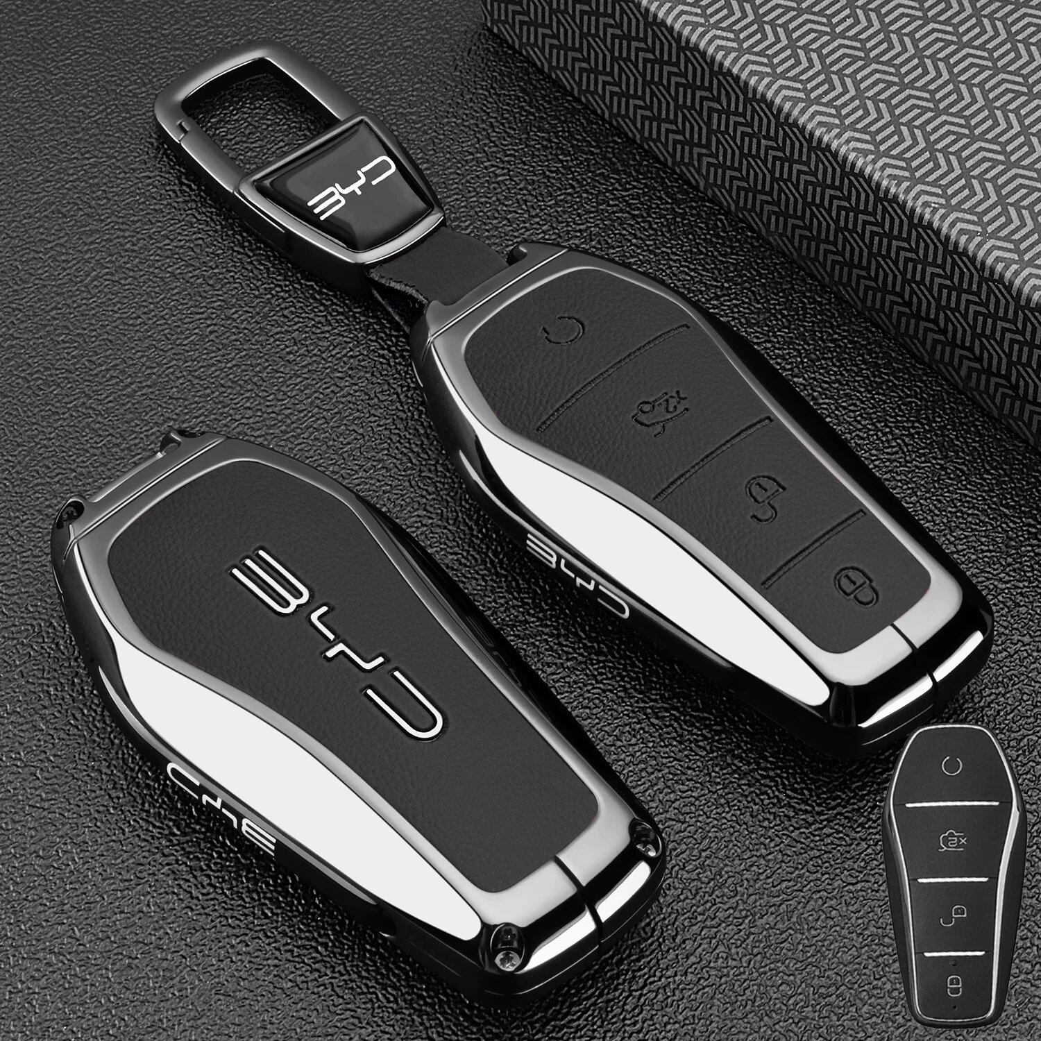 BYD Seal 05/06/07 Премиум черный простой кожаный держатель для ключей автомобиля