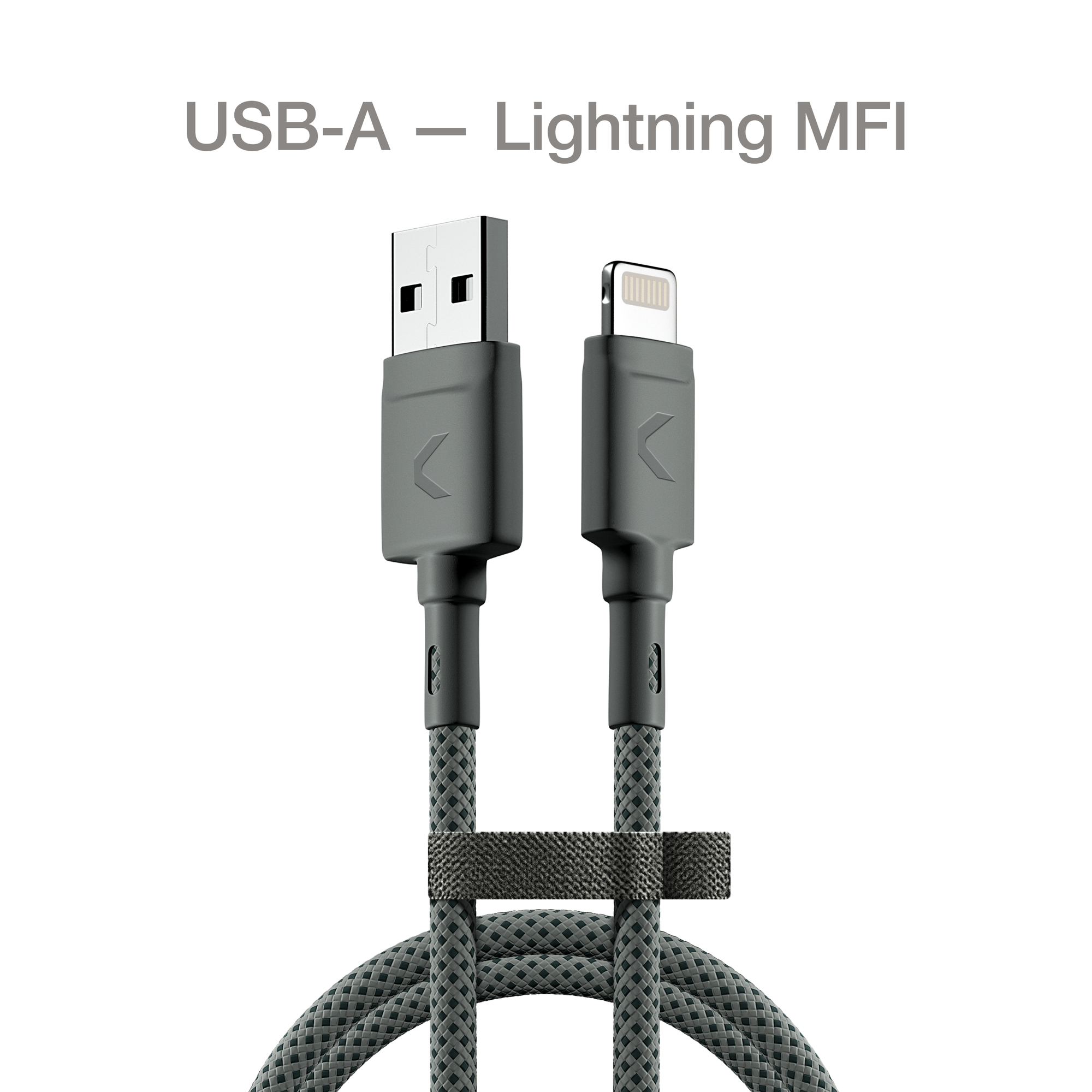 Кабель COMMO Range Cable USB-A — Lightning MFI, 1.2 м, Dim Gray