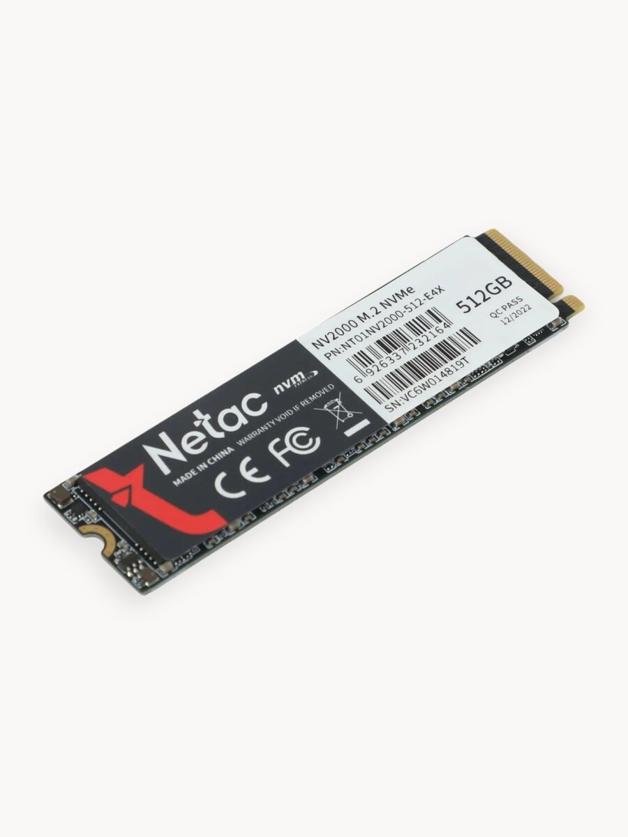 Твердотельный накопитель SSD Netac NV2000 NT01NV2000-512-E4X, 512ГБ, интерфейс PCI-E