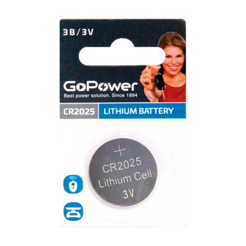 батарейка gopower cr123a bl1 lithium 3v 2 шт Батарейка GoPower CR2025 BL1 Lithium 3V