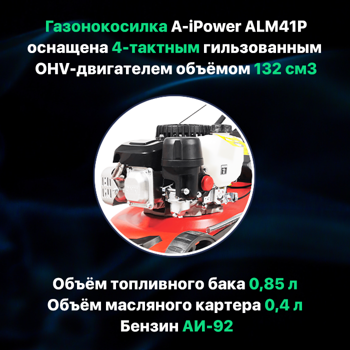 Бензиновая газонокоcилка A-iPower ALM41P (41101)