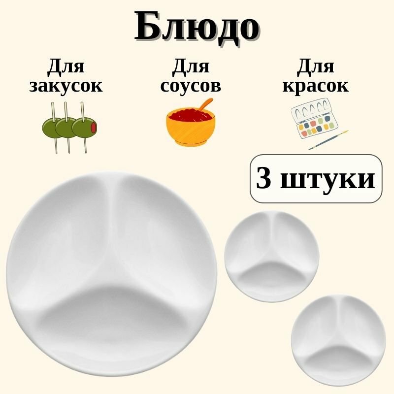 фото Блюдо керамическое Lubiana, 3 штуки D=13 см, H=2 см