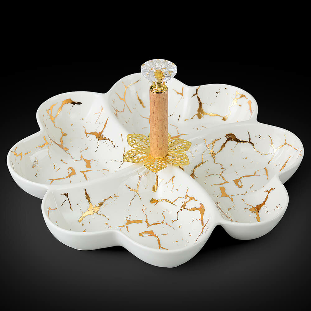 фото Менажница 4 секции "Золотой мрамор" 24 см