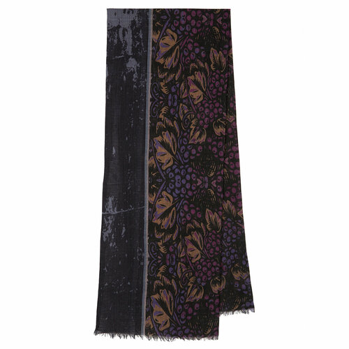 Шарф Павловопосадская платочная мануфактура, 190х40 см, коричневый, фиолетовый