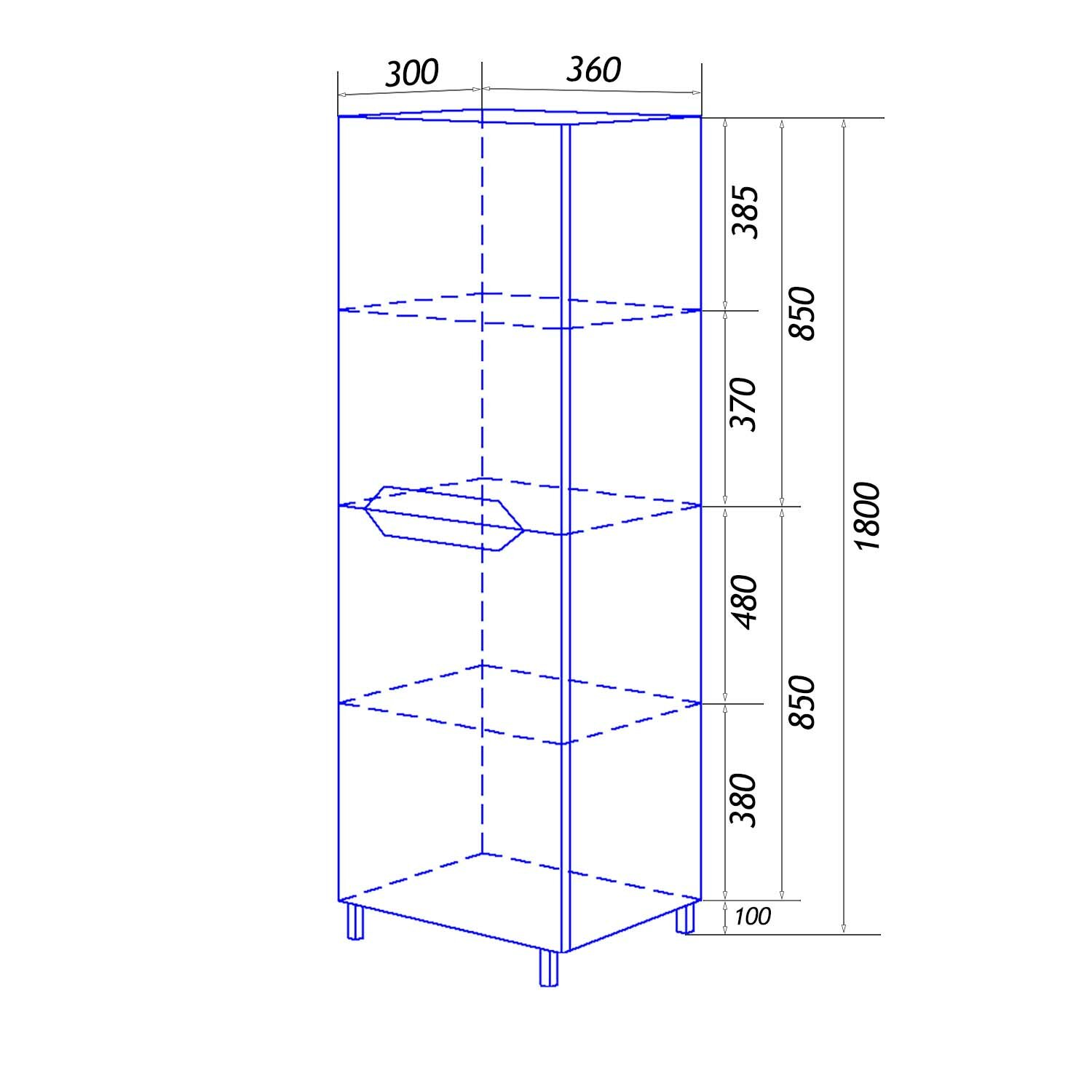 Пенал Loranto Florena 360х300х1800 напольный, левый, светлый бетон (CS00087005)