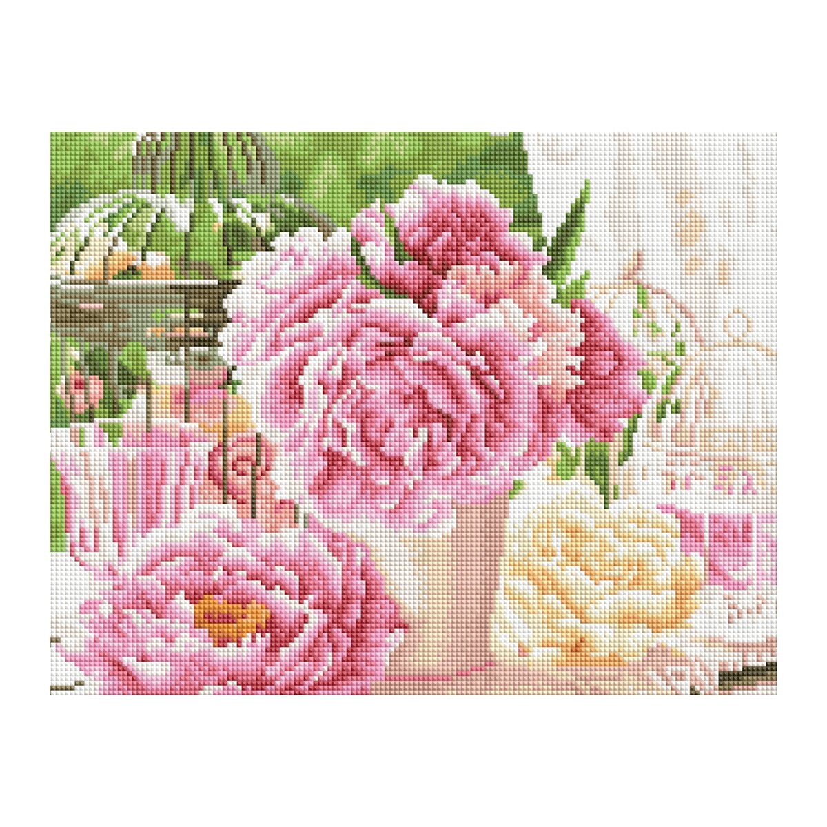 фото Алмазная мозаика ТРИ совы "Розовые пионы", 30х40 см, холст, 28 цветов, картонная коробка с пластиковой ручкой (АМ3040_47524)