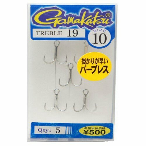 фото Крючок тройник gamakatsu treble 19 5р №10 (5 шт/уп)