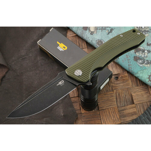 фото Складной нож bestech knives mako, сталь bohler k110, зеленая рукоять