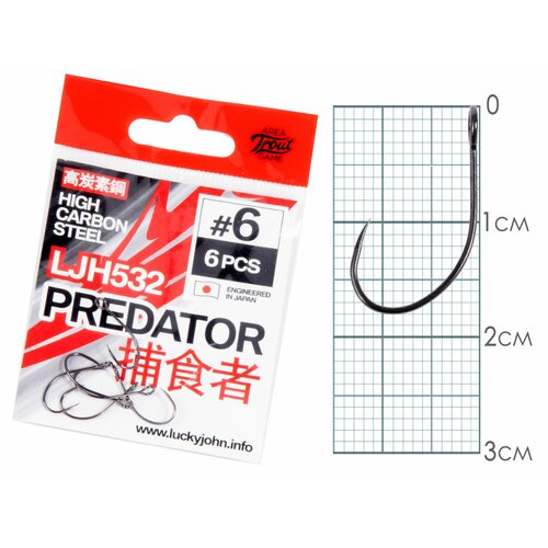 крючки двойные lucky john predator ljh121 006 6шт Крючки Lucky John PREDATOR сер. LJH532 разм.006 6шт.