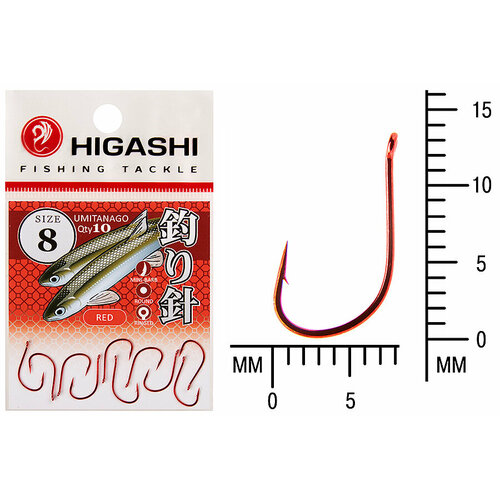 фото Higashi крючок higashi umitanago ringed #8 red