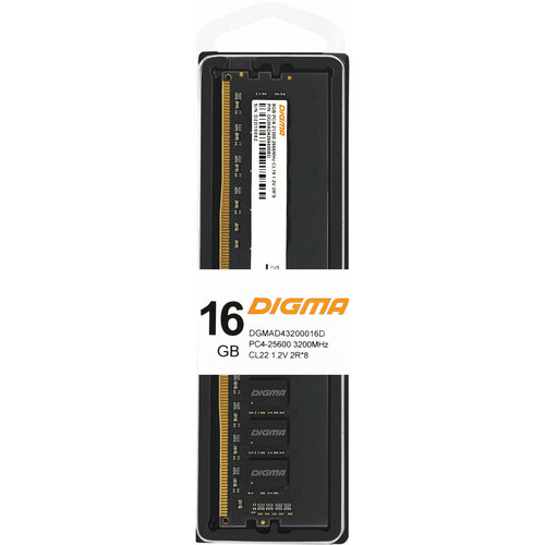 DIGMA Память DDR4 16Gb 3200MHz Digma DGMAD43200016D RTL PC4-25600 CL22 DIMM 288-pin 12В dual rank 481000₽