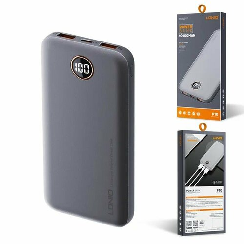 Power bank PQ10 Slim, Внешний аккумулятор 10000mAh,2 USB, LED Display