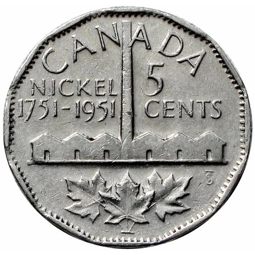 5 центов 1951 Канада, 200 лет с момента открытия никеля