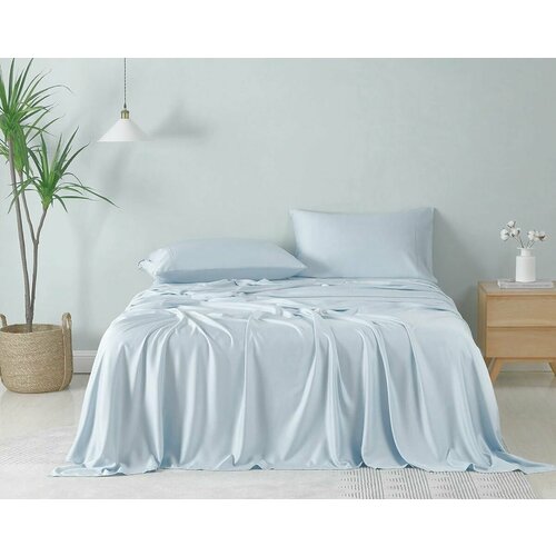 Простыня из тенселя на резинке 200х200х40 - М - Голубой Элис