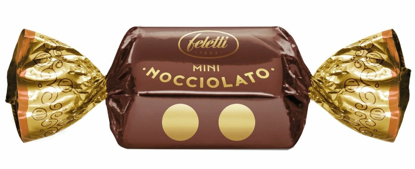 Конфеты шоколадные Feletti ассорти Джандуйя Mini Nocciolati Box с цельным фундуком 170г - фото №3