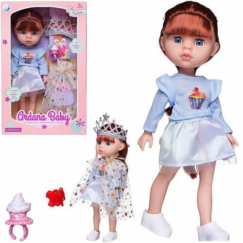 Кукла Ardana Baby шатенка в голубой одежде, 32,5 см, в наборе с диадемой и аксессуарами, в коробке - Junfa Toys [WJ-19257/шатенка2]