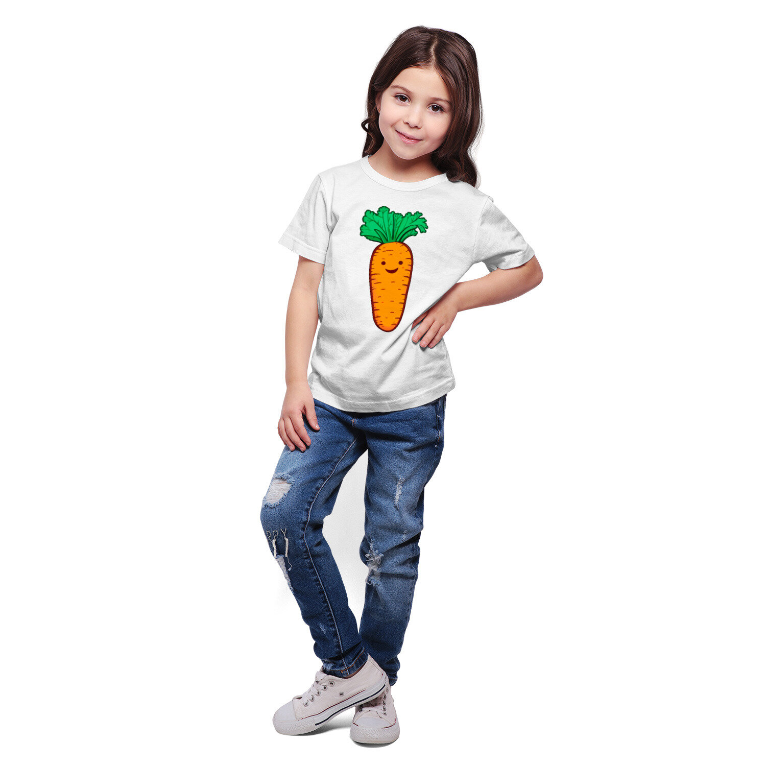 Детская футболка «Веселая морковка» (152, белый) - фотография № 2