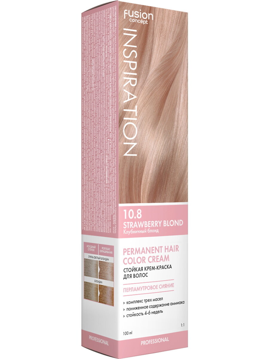 фото Крем-краска INSPIRATION для окрашивания волос CONCEPT FUSION 10.8 клубничный блонд 100 мл