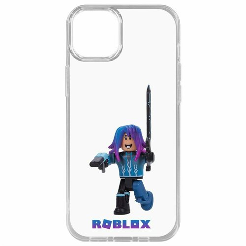Чехол накладка Krutoff Clear Case Roblox Паркурщик для iPhone 15 Plus