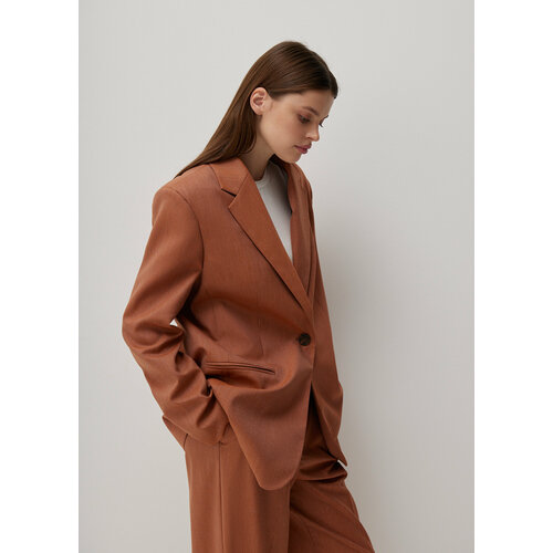 Пиджак NICEONE, средней длины, силуэт прямой, подкладка, размер S, коричневый