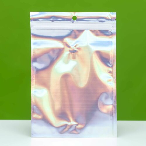 Пакет Zip-lock ПЭТ 50 шт, ирридисцентный, со сплошным окном, плоский, еврослот 15 х 22 см