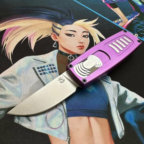 фото Автоматический нож steelclaw криптон-03 сталь d2 рукоять фиолетовый алюминий