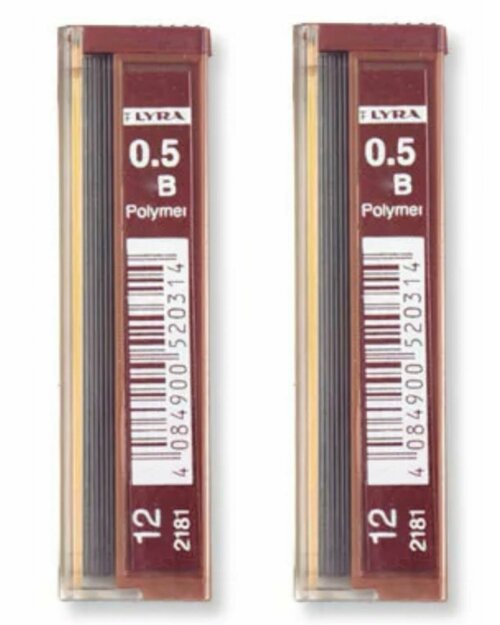 Грифели для механических карандашей с полимером LYRA POLYMER диаметр 0.5 мм, В (мягкие) - 2 шт.